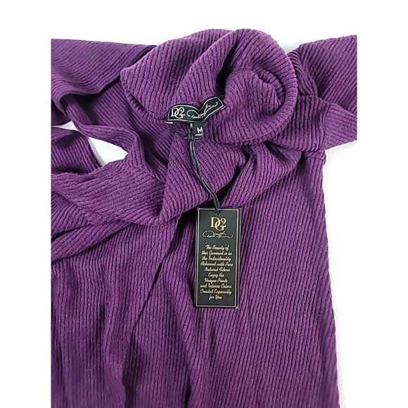 DG2 Diane Gilman Sweater Sz M Purple Turtleneck High Waist Faux Wrap Soft Knit - Picture 8 of 13